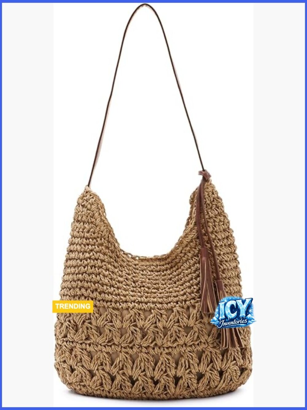Straw Woven Tote Bag Crochet Hobo Purse for Beach Summer Handmade Shoulder Bag